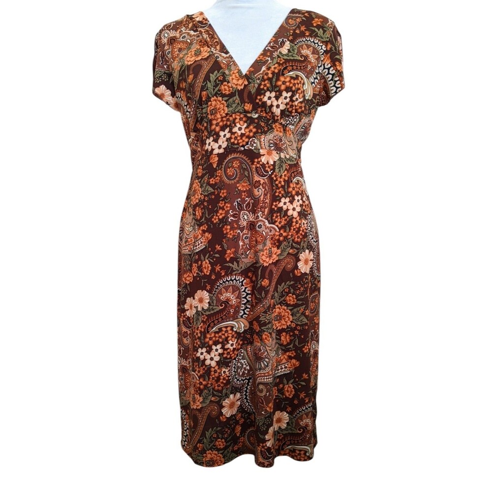 Be Smart Fall Autumn Midi Earthtones Colorful Dress Size 13/14
